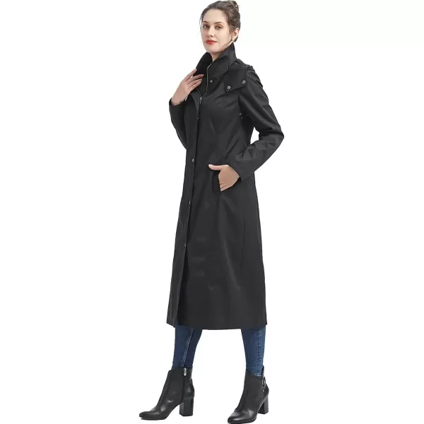 BGSD Women Kathy Waterproof Hooded Long Rain Coat  Regular amp Plus SizeBlack