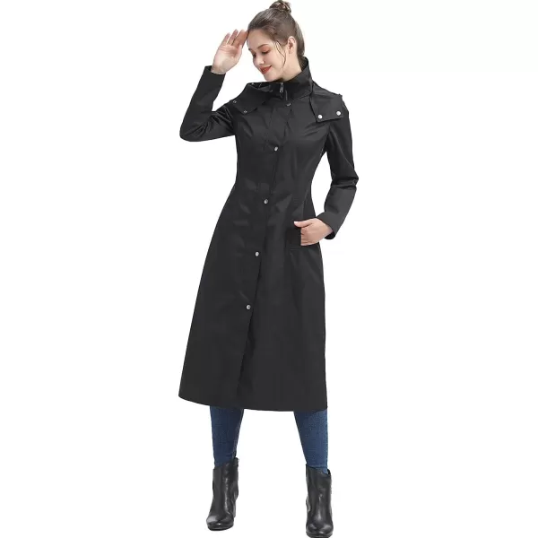 BGSD Women Kathy Waterproof Hooded Long Rain Coat  Regular amp Plus SizeBlack