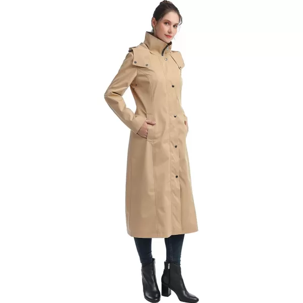 BGSD Women Kathy Waterproof Hooded Long Rain Coat  Regular amp Plus SizeTan