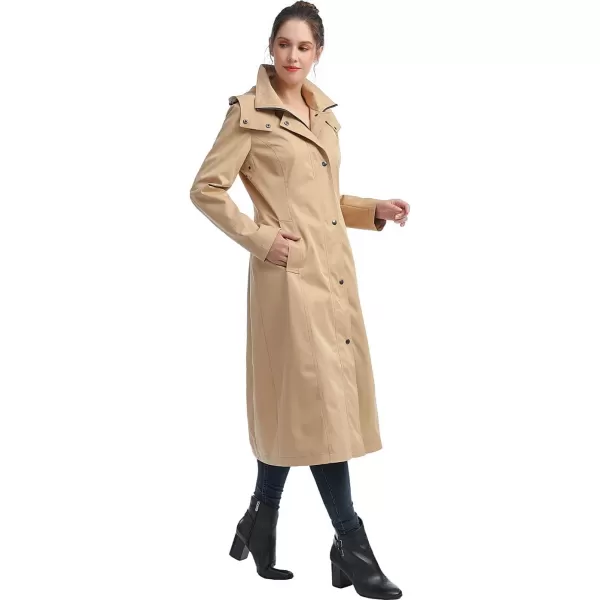 BGSD Women Kathy Waterproof Hooded Long Rain Coat  Regular amp Plus SizeTan