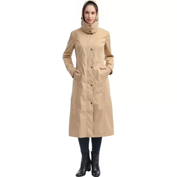 BGSD Women Kathy Waterproof Hooded Long Rain Coat  Regular amp Plus SizeTan