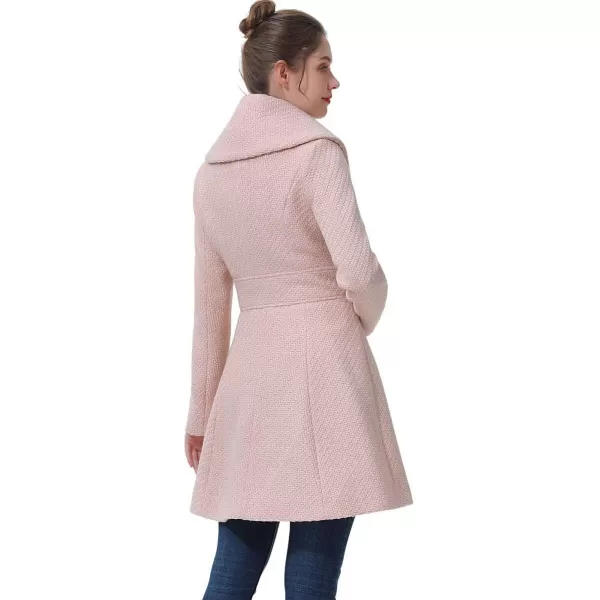 BGSD Women Kay Fit amp Flare Boucle Wool Pea Coat Regular amp Plus Size amp PetiteBlush