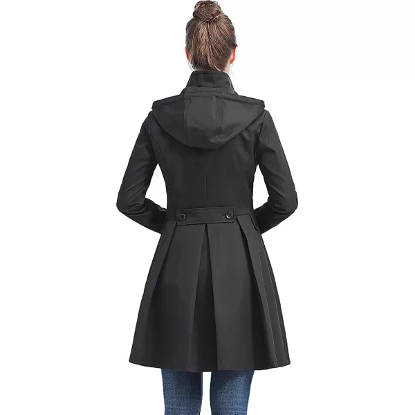 BGSD Women Kayla Waterproof Hooded Mid Length Trench Coat  Regular amp Plus SizeBlack