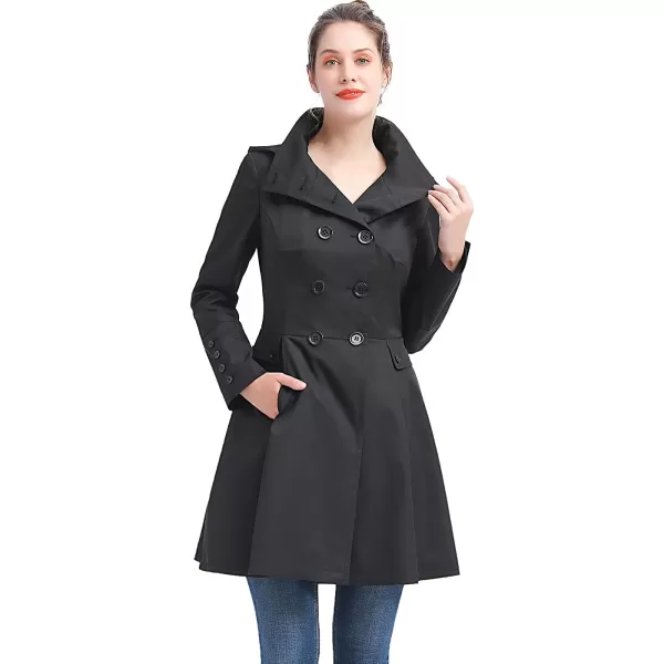 BGSD Women Kayla Waterproof Hooded Mid Length Trench Coat  Regular amp Plus SizeBlack