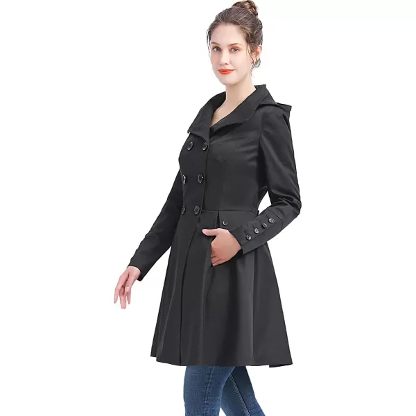 BGSD Women Kayla Waterproof Hooded Mid Length Trench Coat  Regular amp Plus SizeBlack