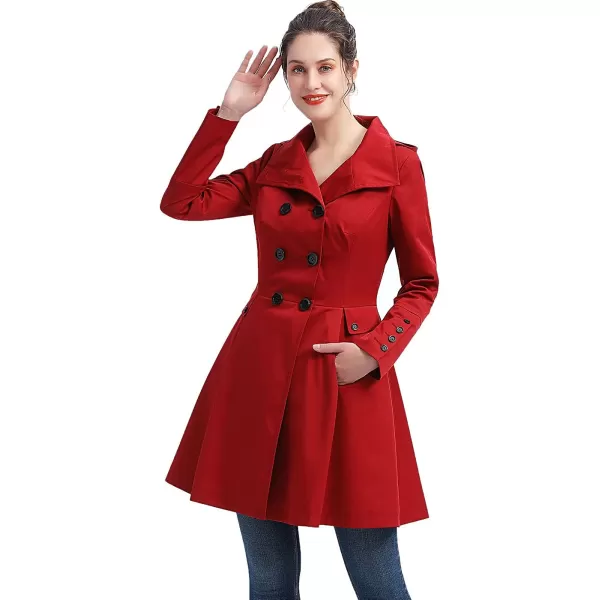 BGSD Women Kayla Waterproof Hooded Mid Length Trench Coat  Regular amp Plus SizeRed