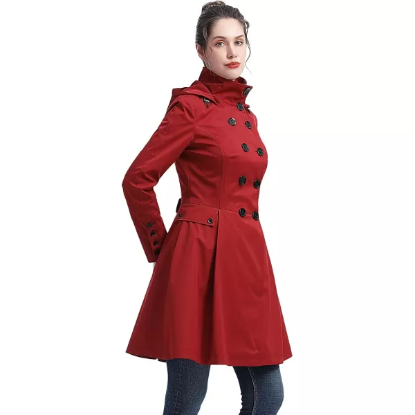 BGSD Women Kayla Waterproof Hooded Mid Length Trench Coat  Regular amp Plus SizeRed