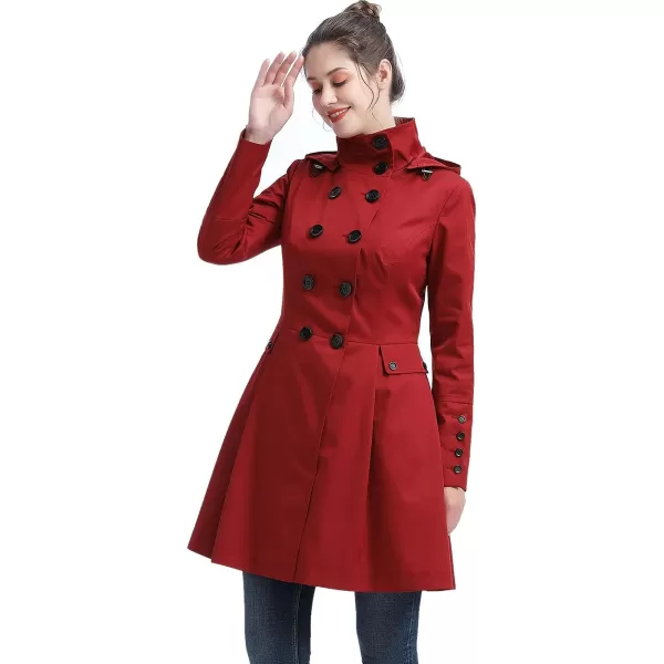 BGSD Women Kayla Waterproof Hooded Mid Length Trench Coat  Regular amp Plus SizeRed