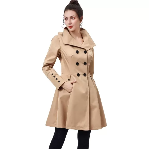 BGSD Women Kayla Waterproof Hooded Mid Length Trench Coat  Regular amp Plus SizeTan