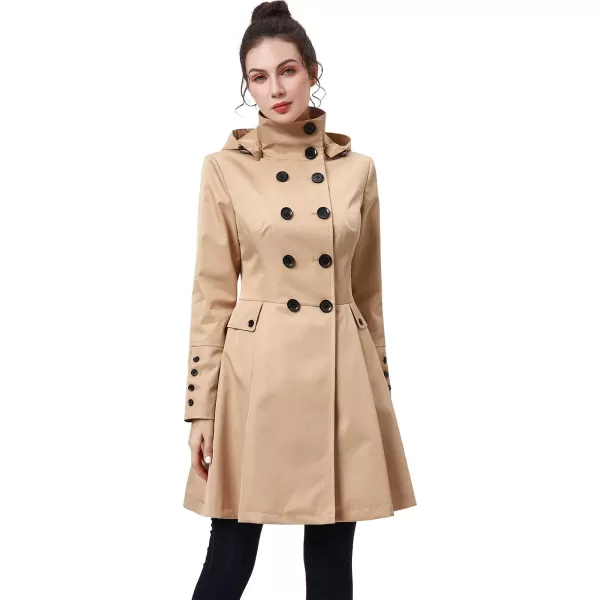 BGSD Women Kayla Waterproof Hooded Mid Length Trench Coat  Regular amp Plus SizeTan