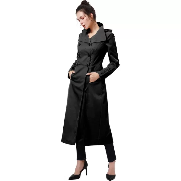 BGSD Women Kelly Waterproof Hooded Maxi Long Trench Coat  Regular amp Plus SizeBlack