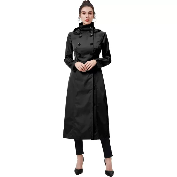 BGSD Women Kelly Waterproof Hooded Maxi Long Trench Coat  Regular amp Plus SizeBlack