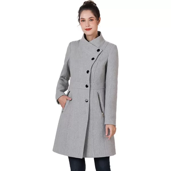 BGSD Women Kya Asymmetrical Button Front Walker CoatGray