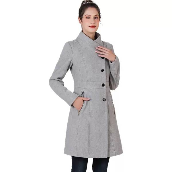 BGSD Women Kya Asymmetrical Button Front Walker CoatGray