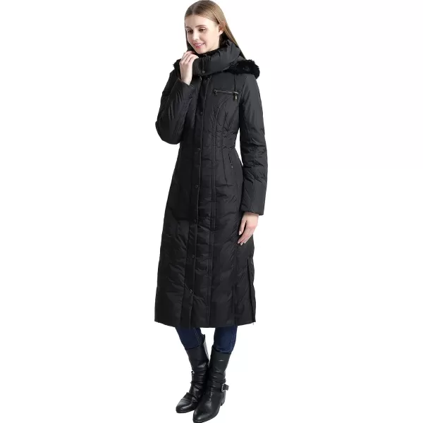 BGSD Women Lacey Waterproof Hooded Long Down Coat Novelty Winter JacketBlack