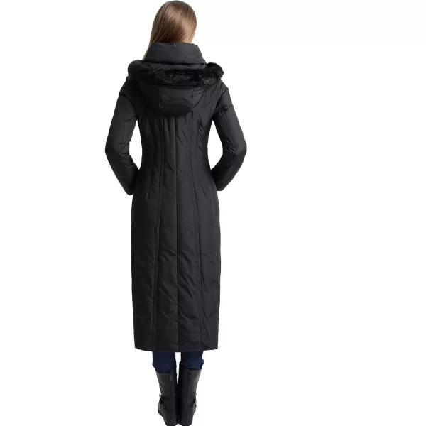 BGSD Women Lacey Waterproof Hooded Long Down Coat Novelty Winter JacketBlack