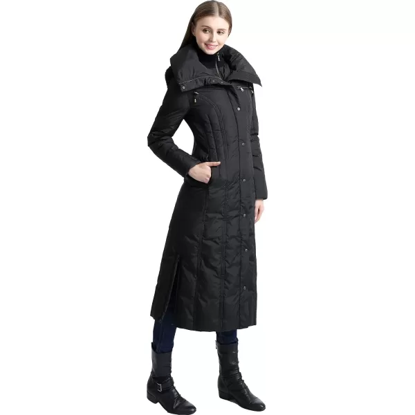 BGSD Women Lacey Waterproof Hooded Long Down Coat Novelty Winter JacketBlack