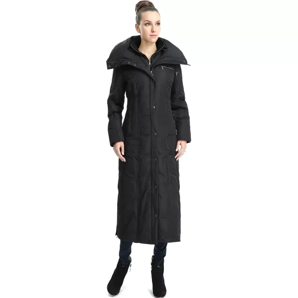 BGSD Women Lacey Waterproof Hooded Long Down Coat Novelty Winter JacketBlack