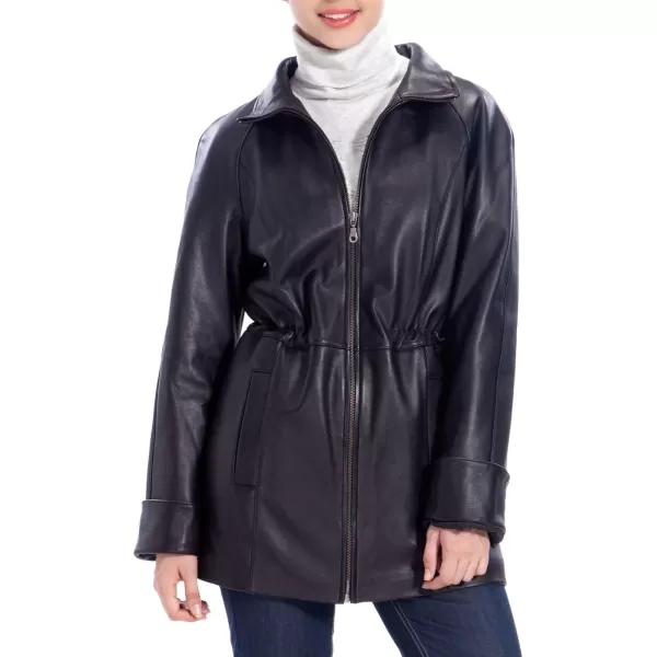 BGSD Women Lambskin Leather Hooded Parka Coat Regular amp Plus Size amp PetiteBlack