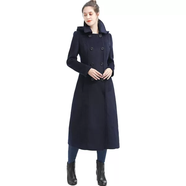 BGSD Women Lea Hooded Full Length Long Wool Coat Regular amp Plus Size amp PetiteNavy