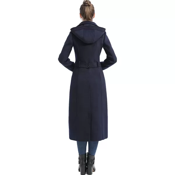 BGSD Women Lea Hooded Full Length Long Wool Coat Regular amp Plus Size amp PetiteNavy