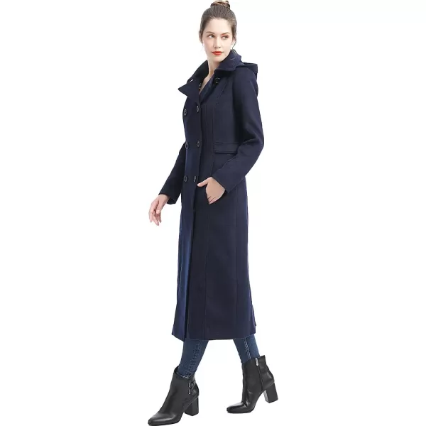 BGSD Women Lea Hooded Full Length Long Wool Coat Regular amp Plus Size amp PetiteNavy