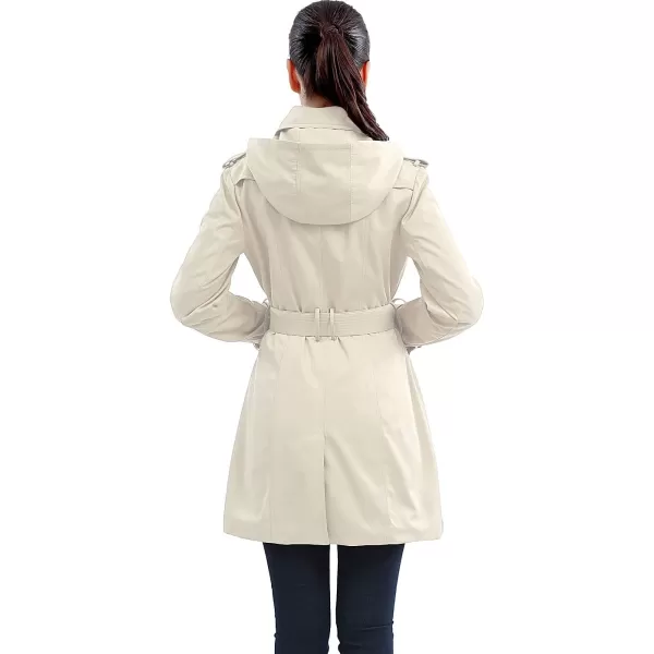 BGSD Women Leah Waterproof Hooded Mid Length Trench CoatBiscuit