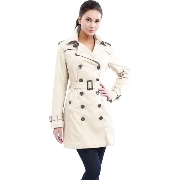 BGSD Women Leah Waterproof Hooded Mid Length Trench CoatBiscuit