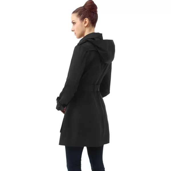 BGSD Women Leah Waterproof Hooded Mid Length Trench CoatBlack