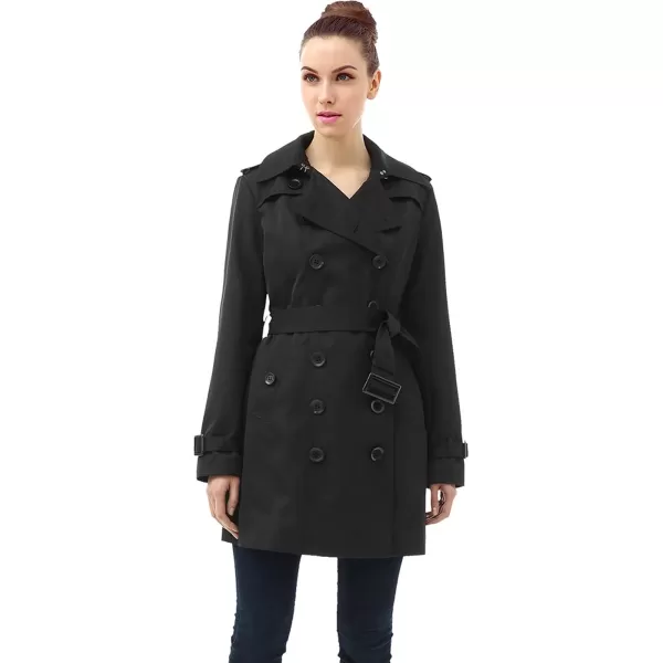 BGSD Women Leah Waterproof Hooded Mid Length Trench CoatBlack