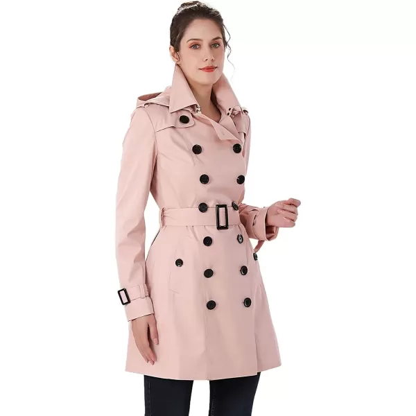 BGSD Women Leah Waterproof Hooded Mid Length Trench CoatBlush