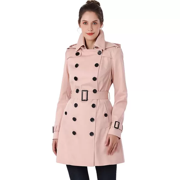 BGSD Women Leah Waterproof Hooded Mid Length Trench CoatBlush