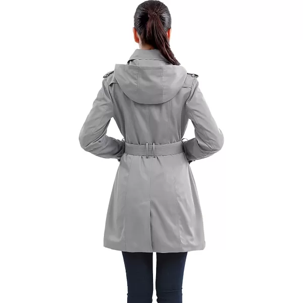 BGSD Women Leah Waterproof Hooded Mid Length Trench CoatGray