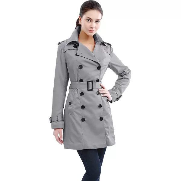 BGSD Women Leah Waterproof Hooded Mid Length Trench CoatGray