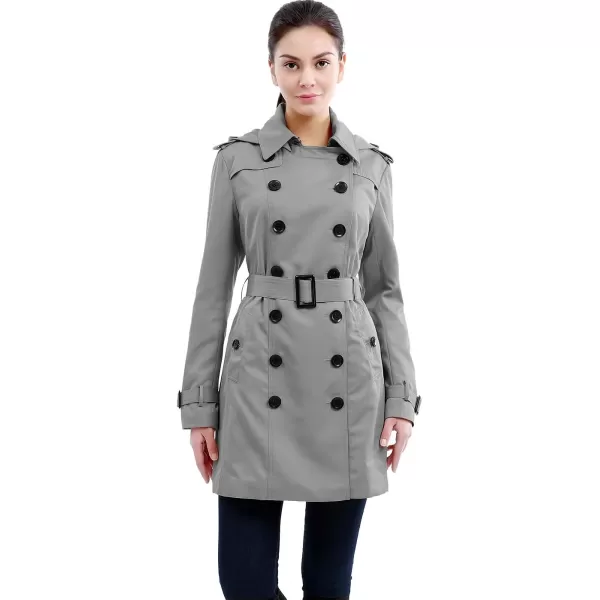 BGSD Women Leah Waterproof Hooded Mid Length Trench CoatGray