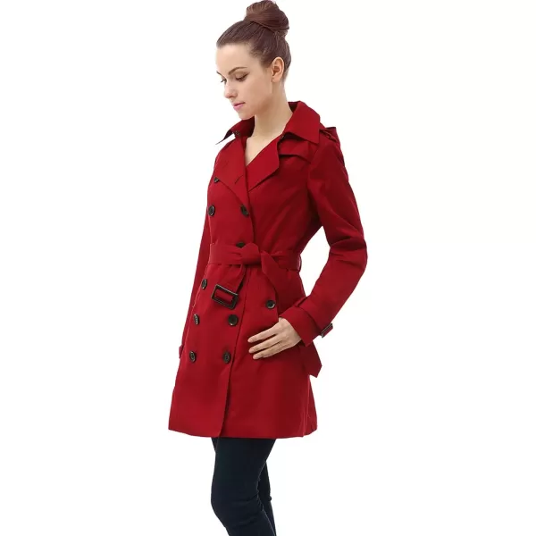 BGSD Women Leah Waterproof Hooded Mid Length Trench CoatRed