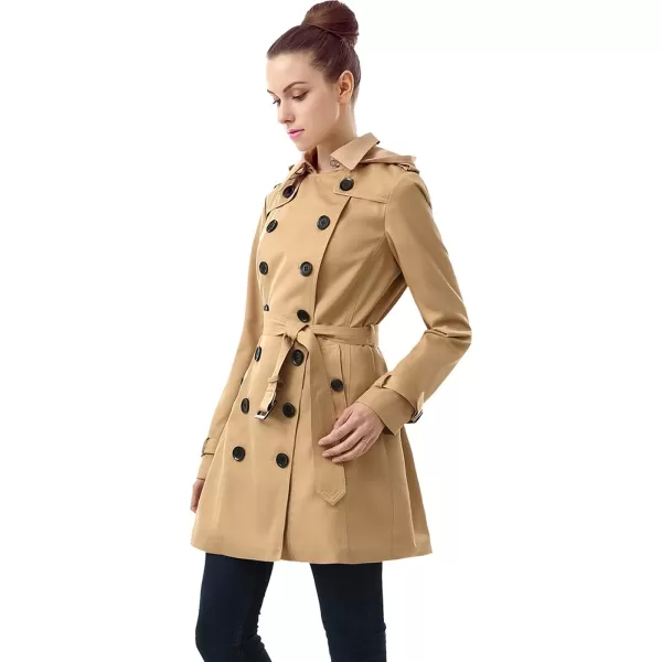 BGSD Women Leah Waterproof Hooded Mid Length Trench CoatTan