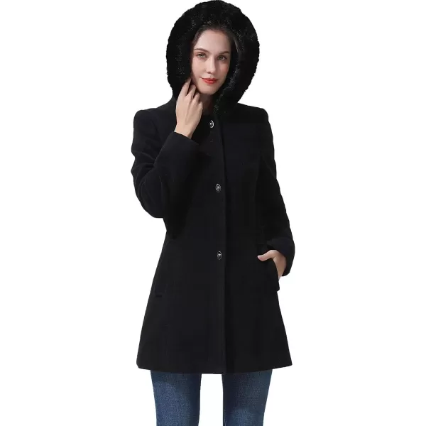 BGSD Women Lia Hooded Wool Coat Regular amp Plus Size amp PetiteBlack