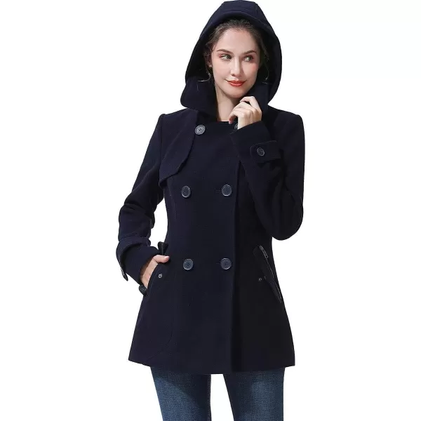 BGSD Women Luz Hooded Wool Pea Coat Regular amp Plus Size amp PetiteBlack