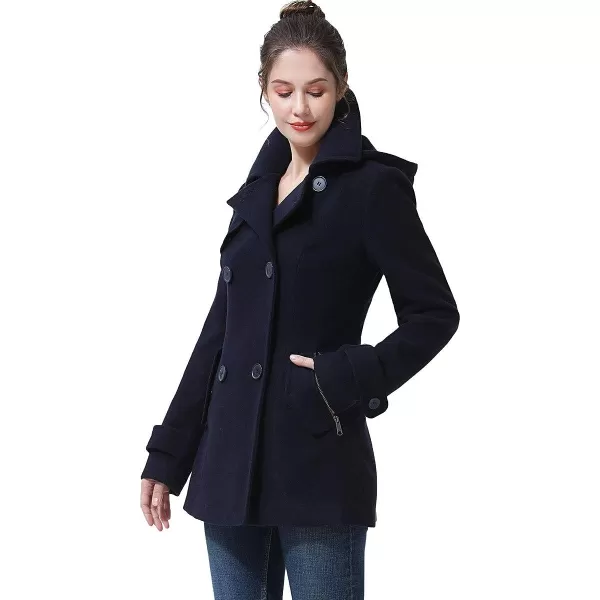 BGSD Women Luz Hooded Wool Pea Coat Regular amp Plus Size amp PetiteBlack