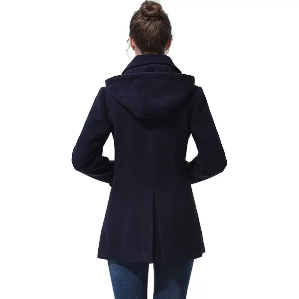 BGSD Women Luz Hooded Wool Pea Coat Regular amp Plus Size amp PetiteNavy