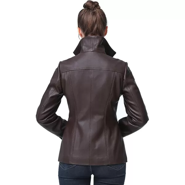 BGSD Women Lyla Zip Front New Zealand Lambskin Leather Jacket Regular amp Plus SizeEspresso