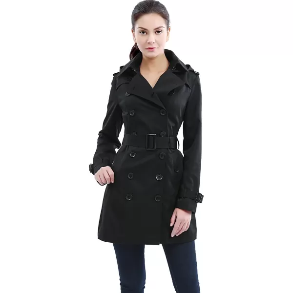 BGSD Women Madison Waterproof Hooded Mid Length Trench CoatBlack