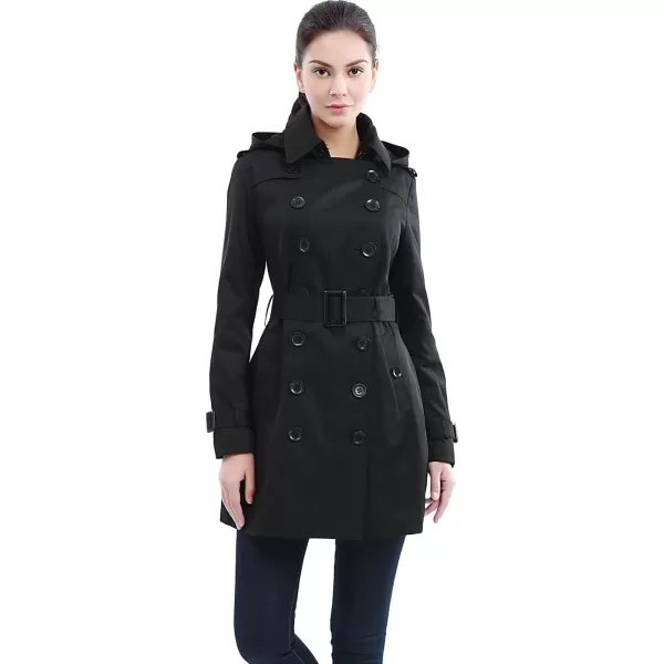 BGSD Women Madison Waterproof Hooded Mid Length Trench CoatBlack