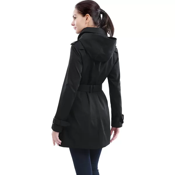 BGSD Women Madison Waterproof Hooded Mid Length Trench CoatBlack