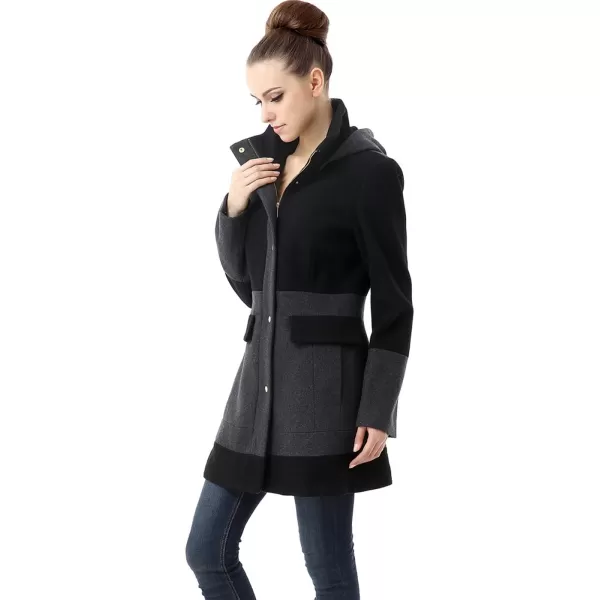 BGSD Women Marwa Color Block Hooded Wool Coat Regular amp Plus SizeBlack