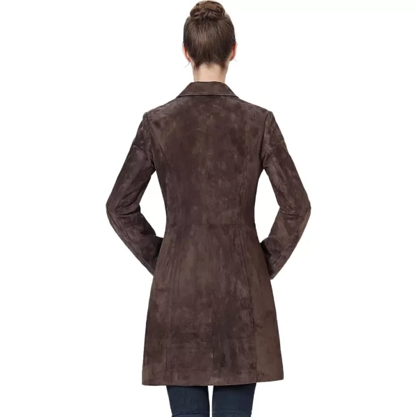 BGSD Women Mary Suede Leather Walker Coat Regular amp Plus Size amp PetiteBrown