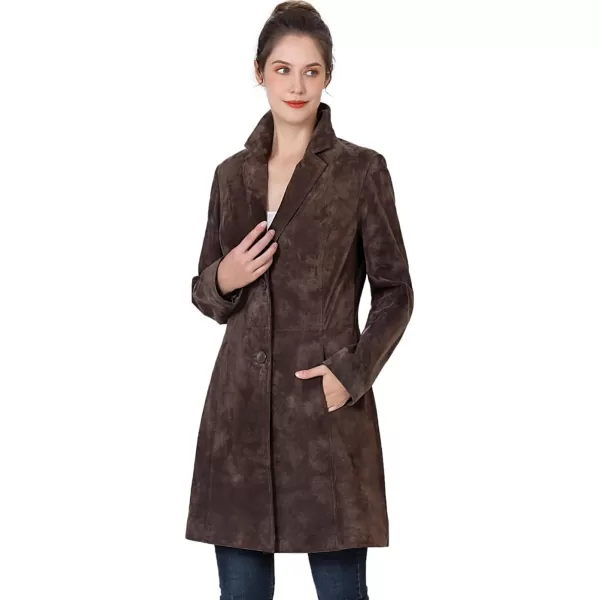 BGSD Women Mary Suede Leather Walker Coat Regular amp Plus Size amp PetiteBrown