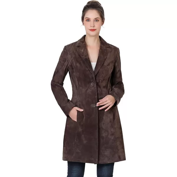 BGSD Women Mary Suede Leather Walker Coat Regular amp Plus Size amp PetiteBrown