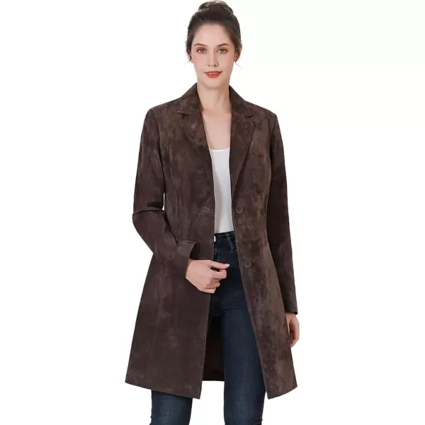 BGSD Women Mary Suede Leather Walker Coat Regular amp Plus Size amp PetiteBrown